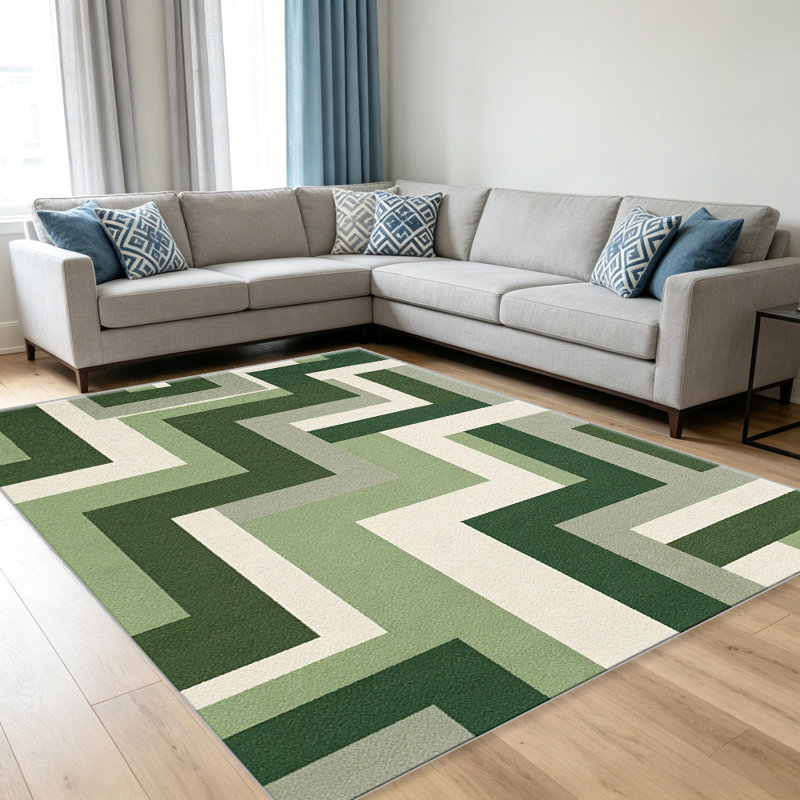 Green Geometric Maze carpet-easy to clean, machine-washable, soft and comfortable; suitable for door mats, kitchens, living rooms, bedrooms, corridors, and laundry areas. Easy to clean, durable carpet for home decoration.