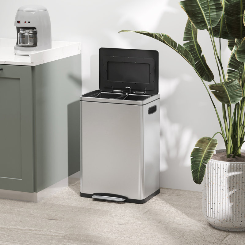 2 x 5,3 gallons en acier inoxydable avec poubelles amovibles