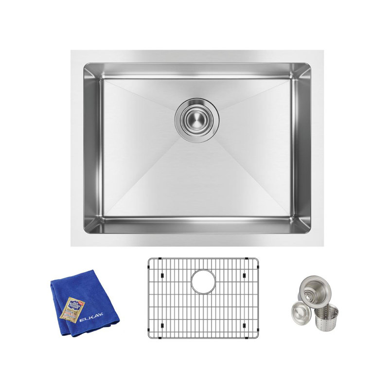 Crosstown 16 Gauge 24" L x 18" W Undermount Kitchen Sink Kit