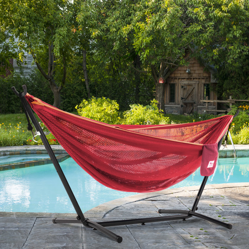 Terrence Double Classic Hammock with Stand, Punch/Peach
