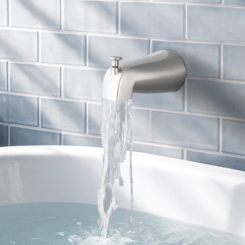 5.27" Wall-Mount Bath Spout With Diverter, Brushed Nickel