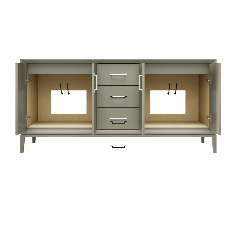 Alexandra Double Bath Vanity, French Olive, 72", Matte Black