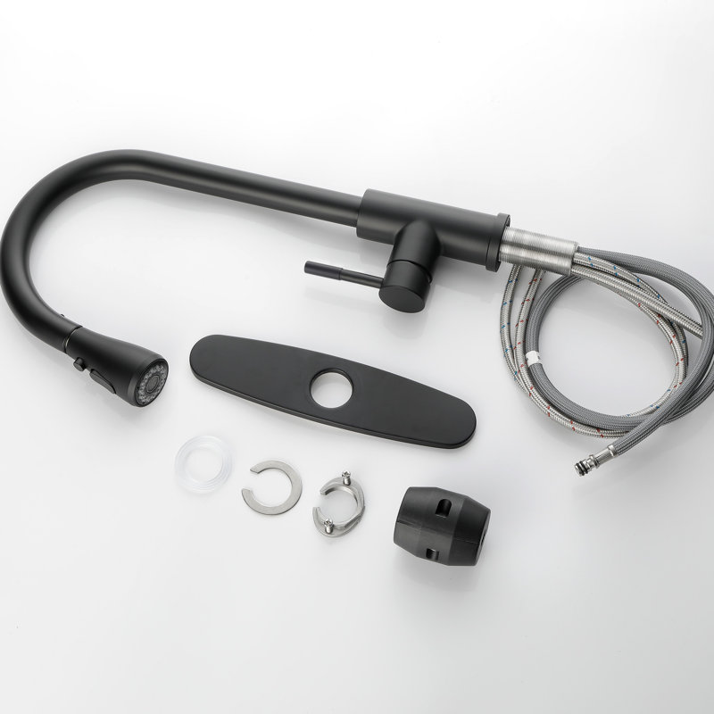 Kitchen Faucet With Pull Out Spraye, Matte Black