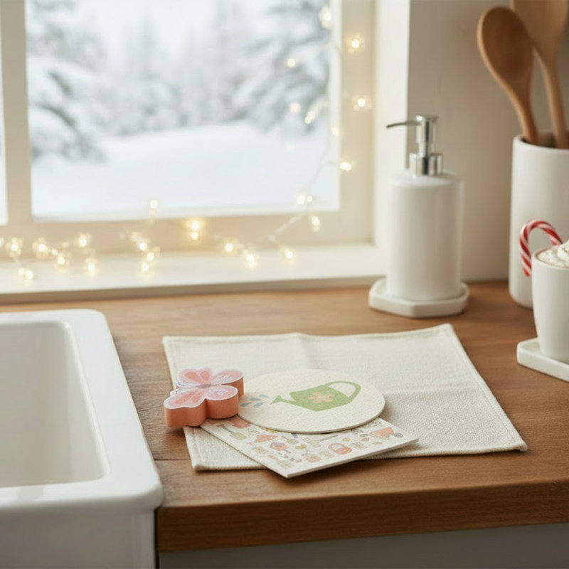 Marlee 3Pc Cleaning Set Dish Cloth & Sponge Spring Garden - Set Of 6