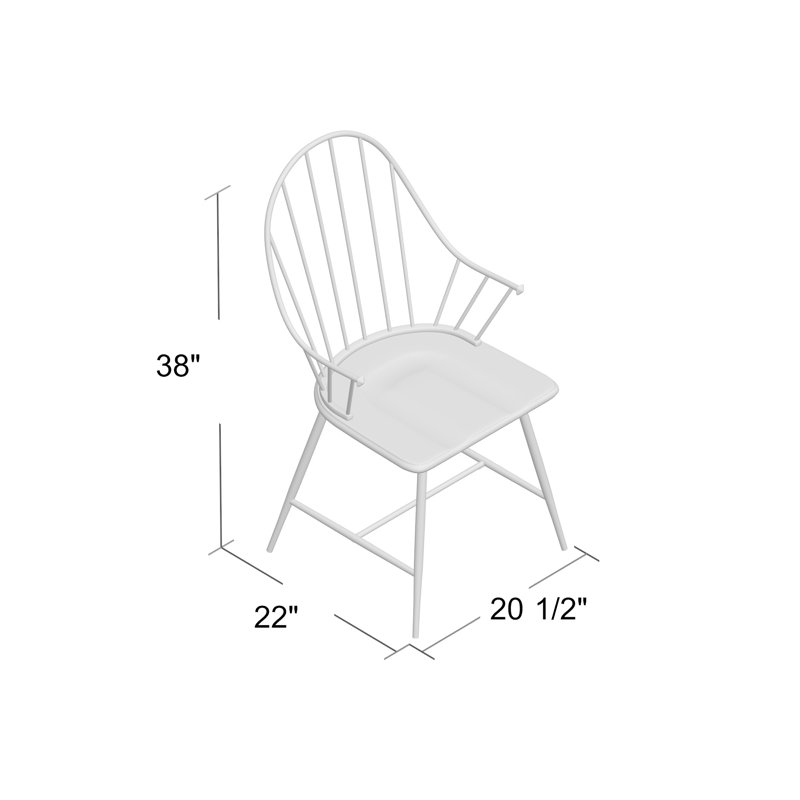 Milo Modern Windsor Metal Armchair with Espresso Wood Seat