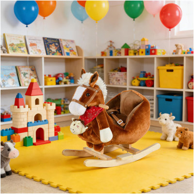 Doux cheval à bascule, jouet de cheval à bascule