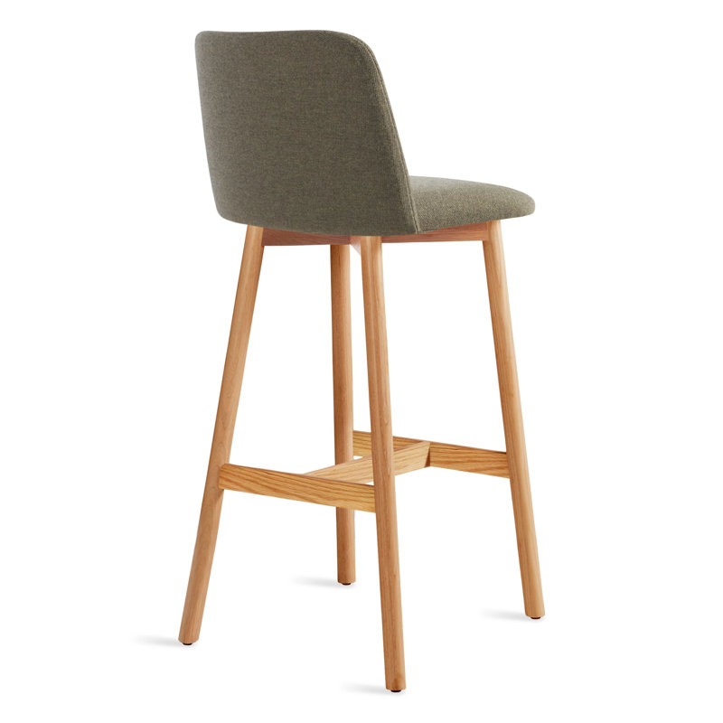 Chip Stool, White Oak, Bar Stool (31" Seat Height), Toohey Olive Plainweave