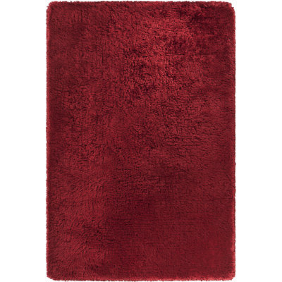 Tapis en polyester à poils longs rouge tissé à la main Joellen