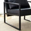 Structure en cuir noir et métal noir - élégance minimaliste moderne, plan de posture assise ergonomique, 27 po x 29,7 po x 29,6 po, conception coussinée, intégrité structurelle, adaptable à différents décors