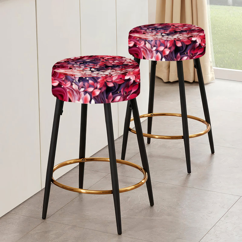 Abstrait rouge et mauve fleur romantique - ensemble de 2 tabourets de bar abstraits