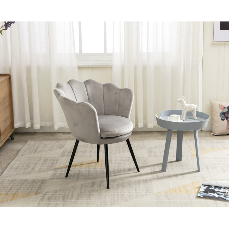 Aguilard Upholstered Armchair, Velvet, in Grey, Black