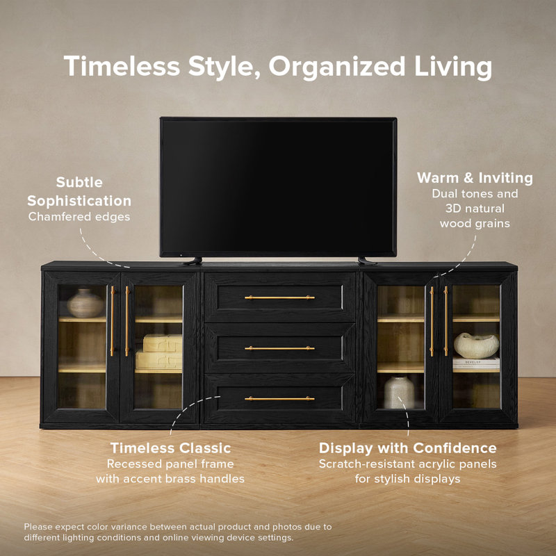 Danika 3 Piece Entertainment Center With Storage, Black