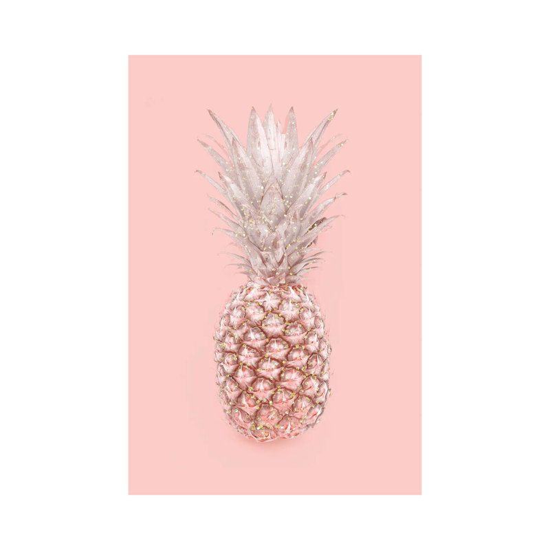 Pineapple On Pink by Emanuela Carratoni - Wrapped Canvas Print, 30.48cm H x 20.32cm W x 1.91cm D