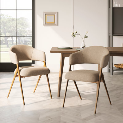 Upholstered Dining Chair Metal ArmChair With Backrest