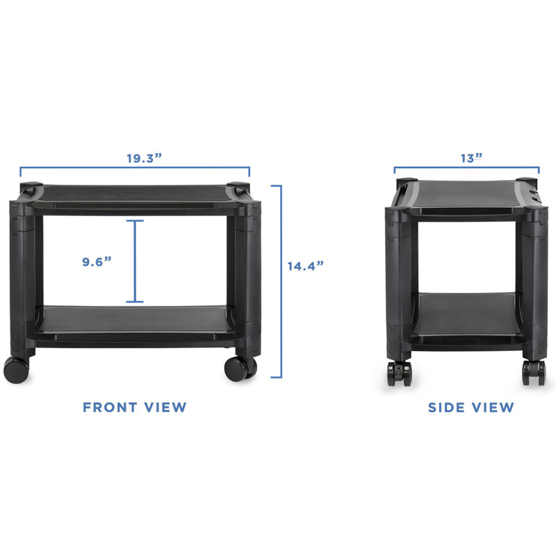 Black Adjustable Rolling Printer Stand with Storage Tray