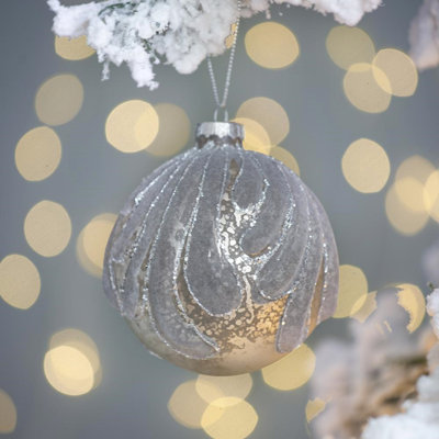 D3.9" Christmas Ball Ornaments, Glass Decorative Hanging Ball Christmas Tree Ornaments, Set Of 6