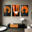Abstrait aluminium encadré, ensemble de 3 reproductions d'art encadrées sur toile 4-1879111483-1879109647