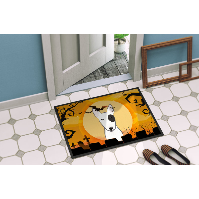 Tapis de porte d’extérieur anti-dérapant halloween bull terrier, Rectangle 2 pi x 3 pi