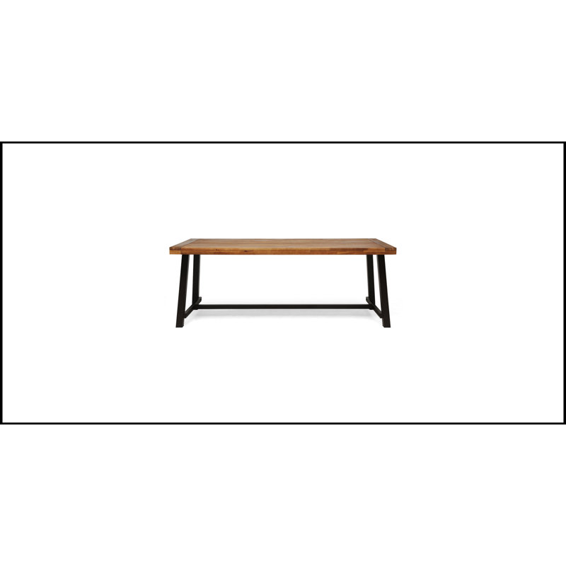 Table d'extérieur rectangulaire de L 79,00 po x l 36,00 po Dedria, plateau de table en bois d'acacia, structure en métal élégant