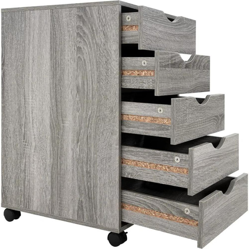 Jamariona Modern 5-Drawer Filing Cabinet for Home Office – Rolling File Storage Cabinet with Wheels, Under-Desk Drawer Organizer for Documents, Folders & Office Supplies