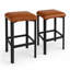 Modern PU Leather Bar Stools Set of 2 – 24" Counter Height Backless Chairs with 2" Thick Padded Seats – Heavy-Duty Metal Frame, Footrest, Easy Assembly – Stylish Kitchen Island & Home Bar Seating-374056045-374056046