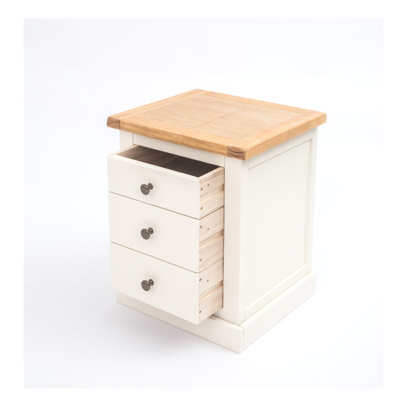 Clarke 45cm W Solid + Manufactured Wood Bedside Table, White/Antique Brass