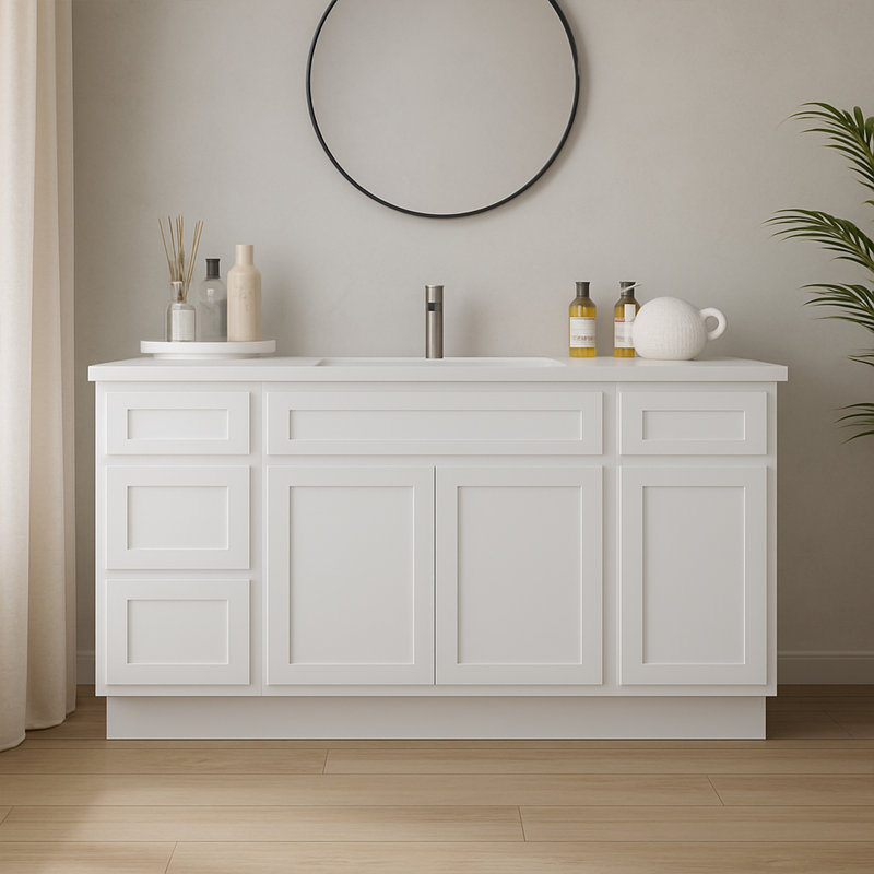 Base de meuble-lavabo simple 60 po seulement, Blanc