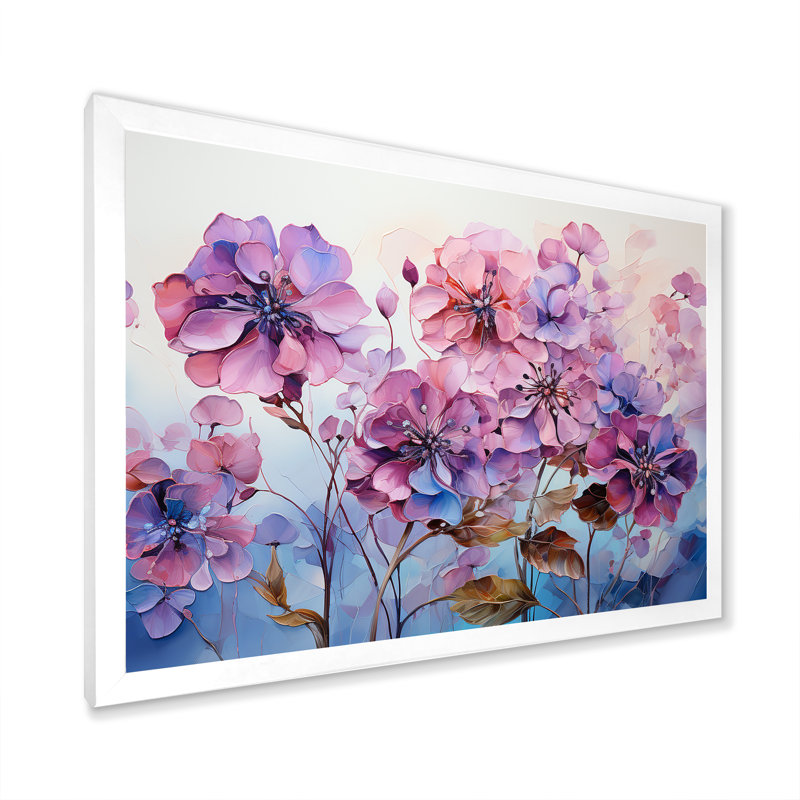 «Rose et mauve», impression sur toile, Cadre simple blanc, H 16 po x l 32 po x P 1 po