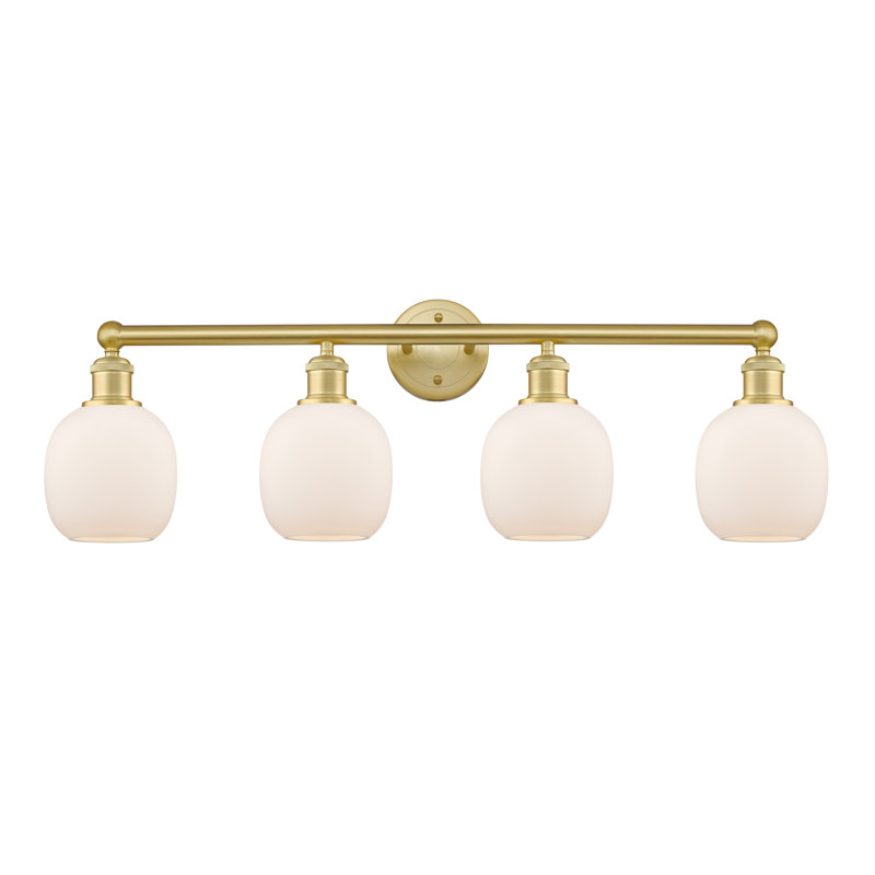 Éclairage pour meuble-lavabo 4 lumières Carlucci, Blanc mat, Or satiné