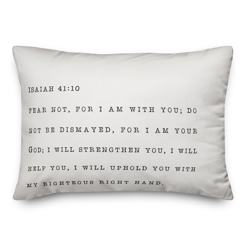 Coussin intérieur / extérieur Fear Not I Am Your God, H 14 po x l 20 po, Rectangle