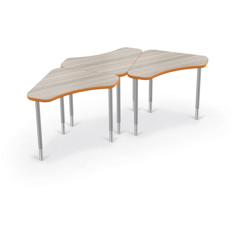 Bureau collaboratif à hauteur réglable Hierarchie, Orme gris / bordure orange