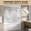 Porte de baignoire semi-sans cadre, porte de baignoire coulissante double l 60 po x 58 po avec verre trempé clair de 1/4 po (6 mm), portes de douche à finition chromée, installation réversible-98666095
