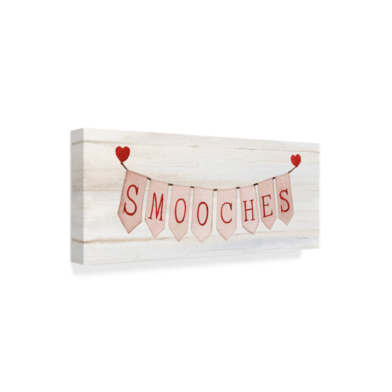 Art mural sur toile tendue - Kathleen Parr McKenna «Rustic Valentine Banner Iii» pour décoration de salon, de chambre à coucher ou de bureau - 14 x 32