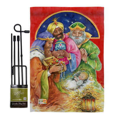 Double Sided 18.5'' H x 13'' W Polyester Christmas Flag Set