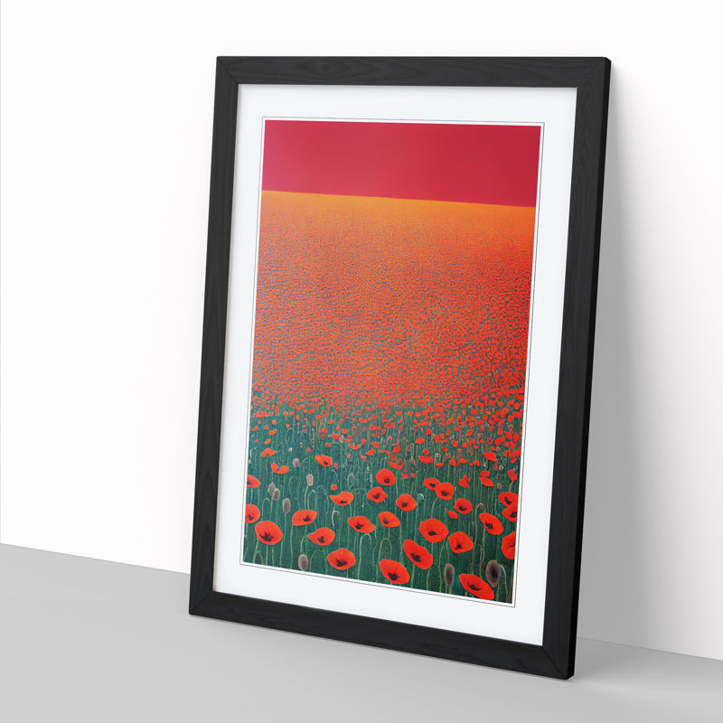 Poppy Field Vol.1 - Picture Frame Print, 64cm H x 46cm W x 2cm D, Walnut