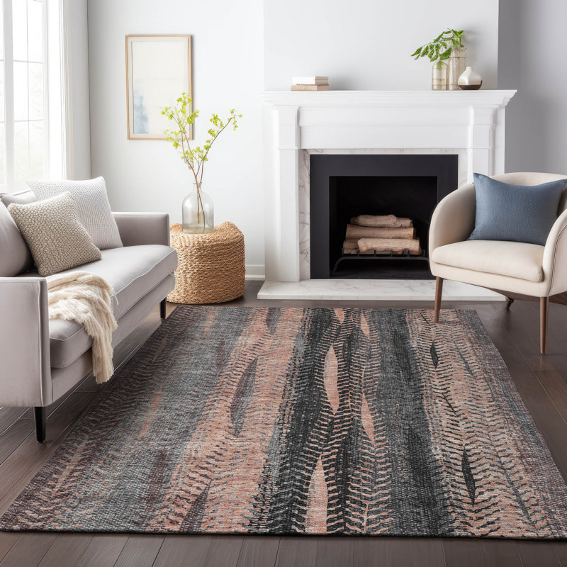 Tapis terre cuite lavable à la machine Premium Prisco, Rectangle 9 pi x 12 pi