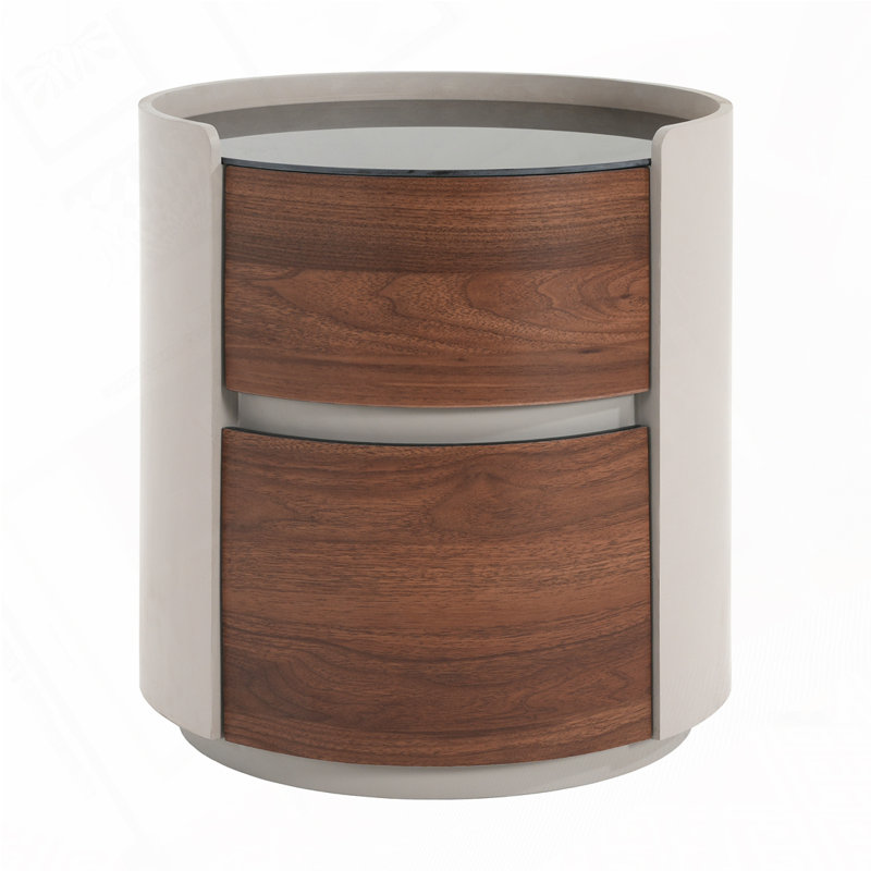 Table basse ronde avec rangement, Brun / Gris, Gris