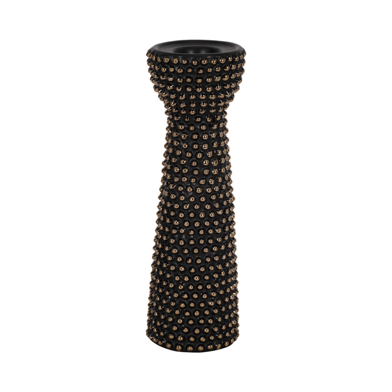 Porte-bougie en céramique moderne, H 12 po x l 5 po x P 5 po, Noir