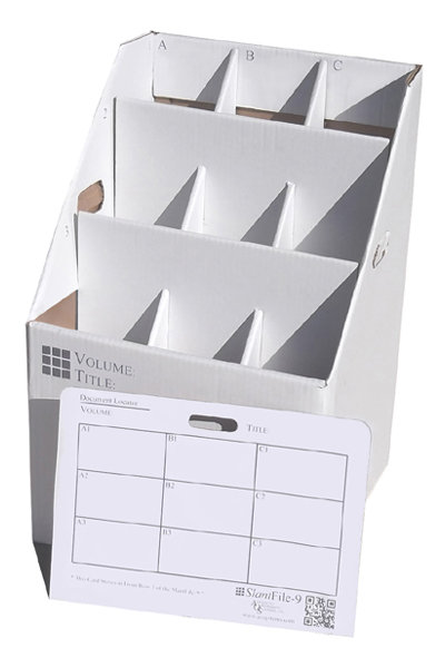 White Corrugated Cardboard SlantFile-9 Upright Storage Box
