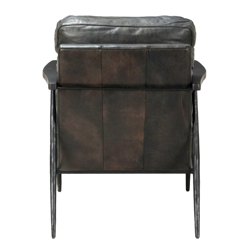 Arnold Leather Club Chair, Black/Black