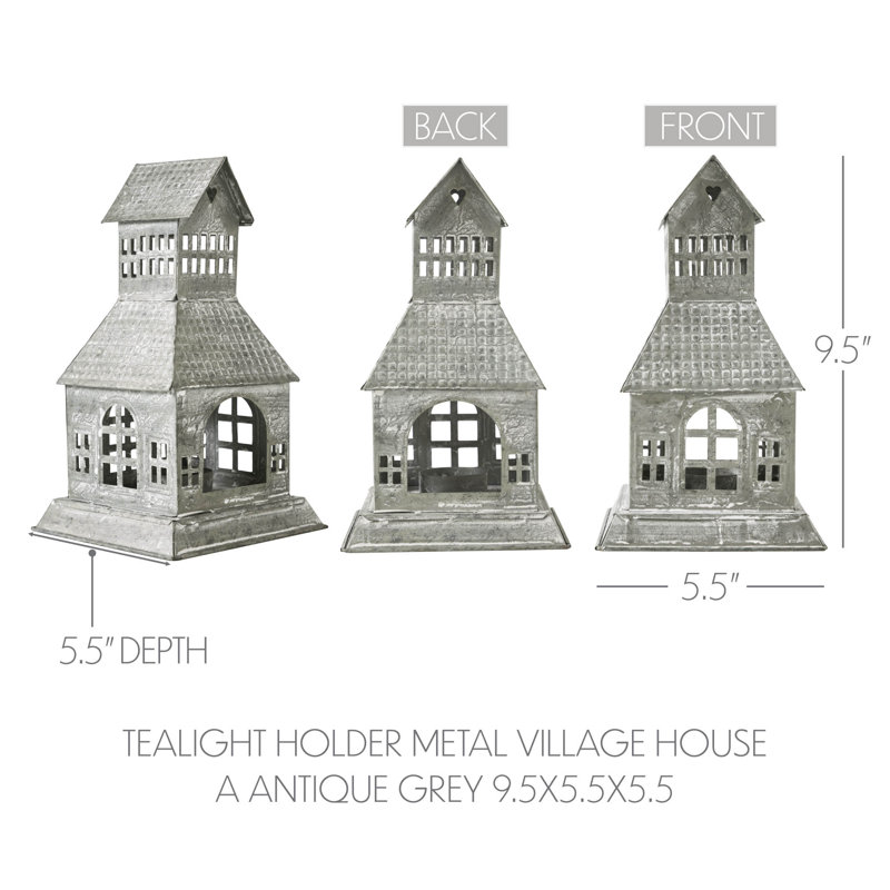Porte-bougie en métal Festive Finds, Gris antique
