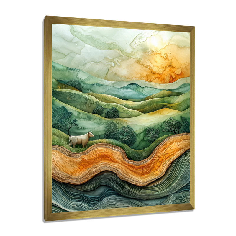 Gennarino - animaux, art mural, H 32 po x l 24 po, Picture Framed, Doré