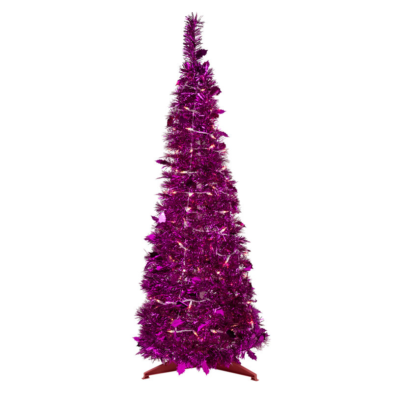 Arbre de Noël artificiel éclairé 4 pi avec lumières claires Tinsel