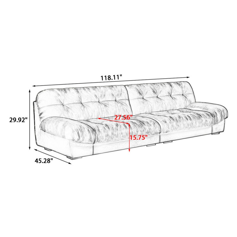Canapé moderne et simple en velours, 29.92"H*118.11"W*45.28"D