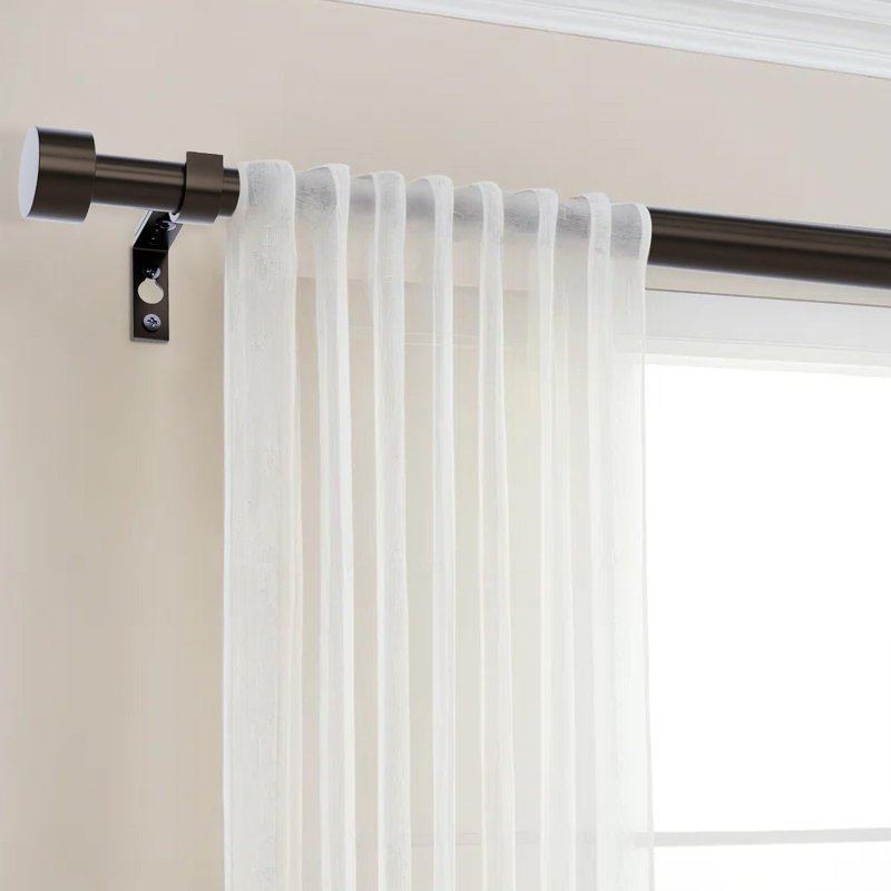 Lachina Arnel 1 Inch Window Curtain Rod with Aluminium Finials, Single Curtain Rods for Windows, 66" - 120", Antique Bronze