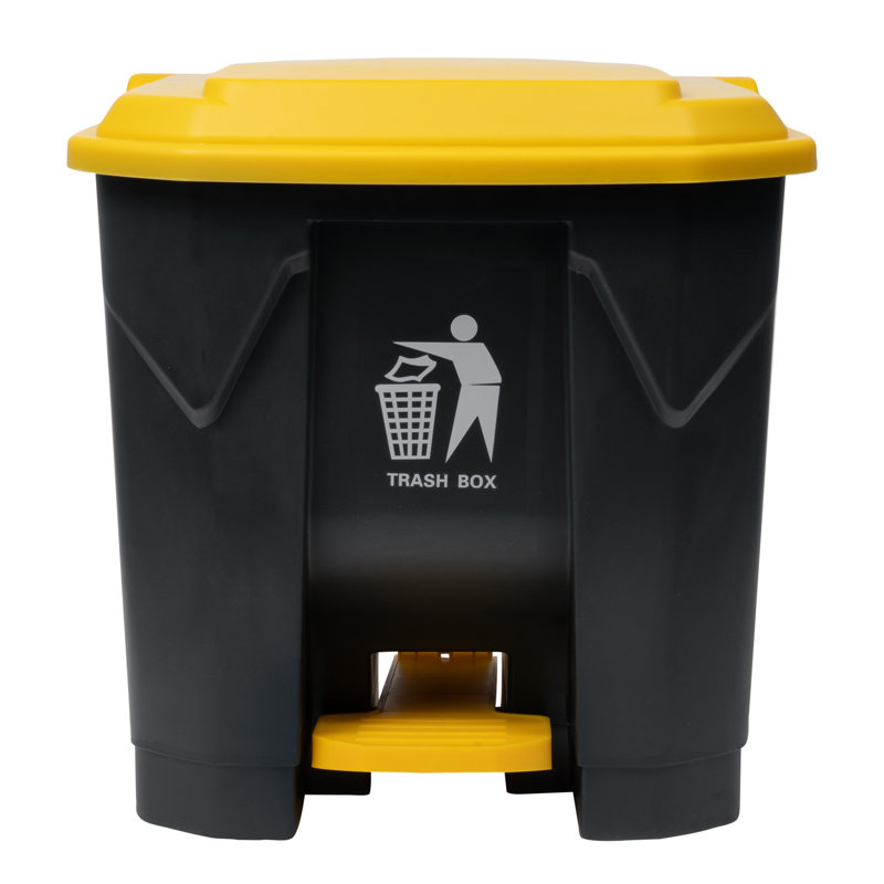 Poubelle 8 gallons CleanWare de restaurantware, 1 poubelle à pédale avec couvercle à charnières, facile à assembler, poubelle en plastique gris foncé, compacte, pour la chambre à coucher, le bureau ou la cuisine