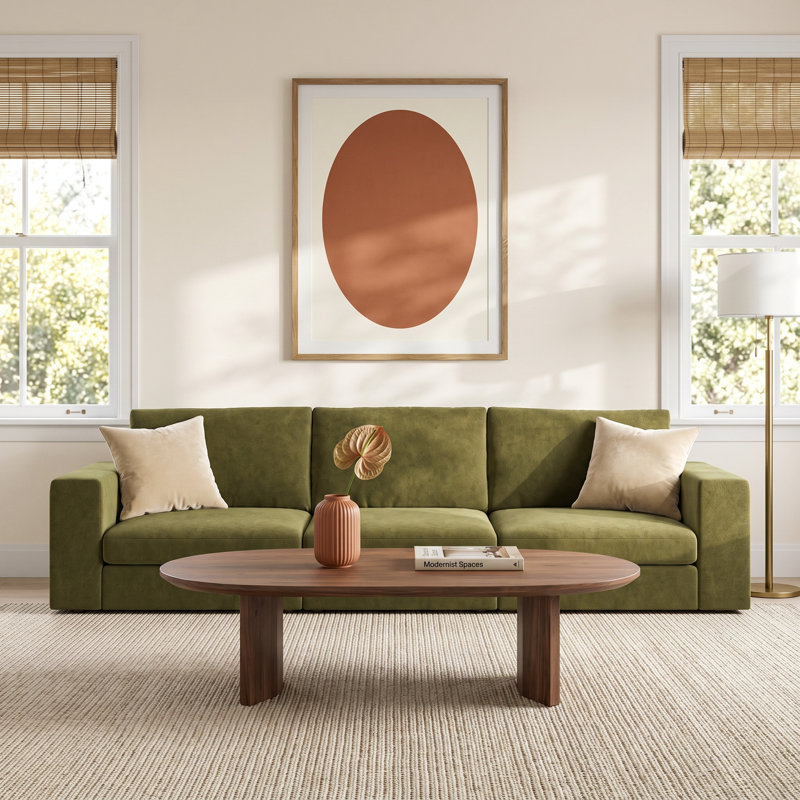 Ojai 140" Upholstered Sofa, Olive Green