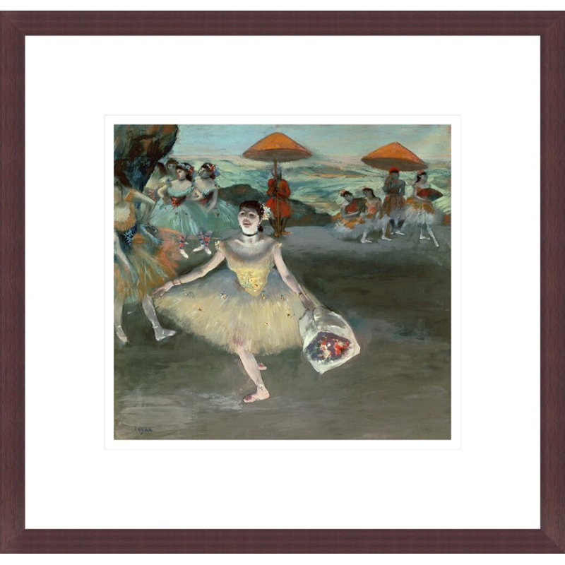 Danseuse avec bouquet de rideaux par Edgar Degas, impression giclée sur cadre, H 13,75 po x l 14,3 po