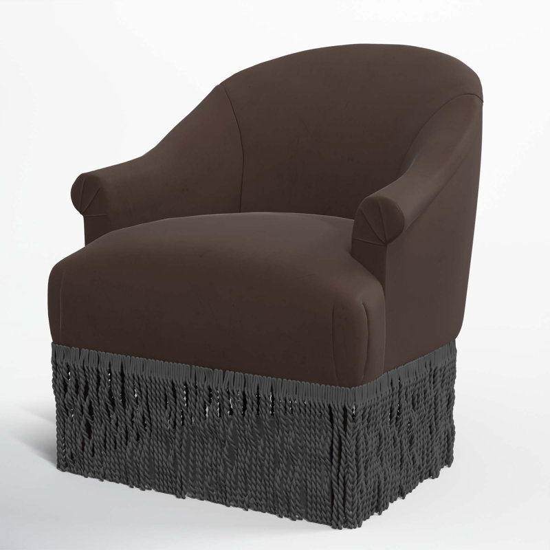 Fauteuil à oreilles Callie, Velours chocolat classique, Noir