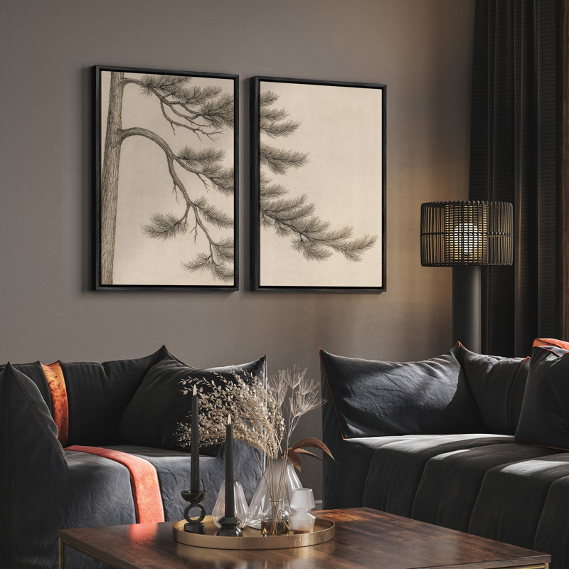 Art mural encadré, rétro, antique, classique pour chambre à coucher - 24 po x 36 po x 2 panneaux, H 36 po x l 24 po, Noir